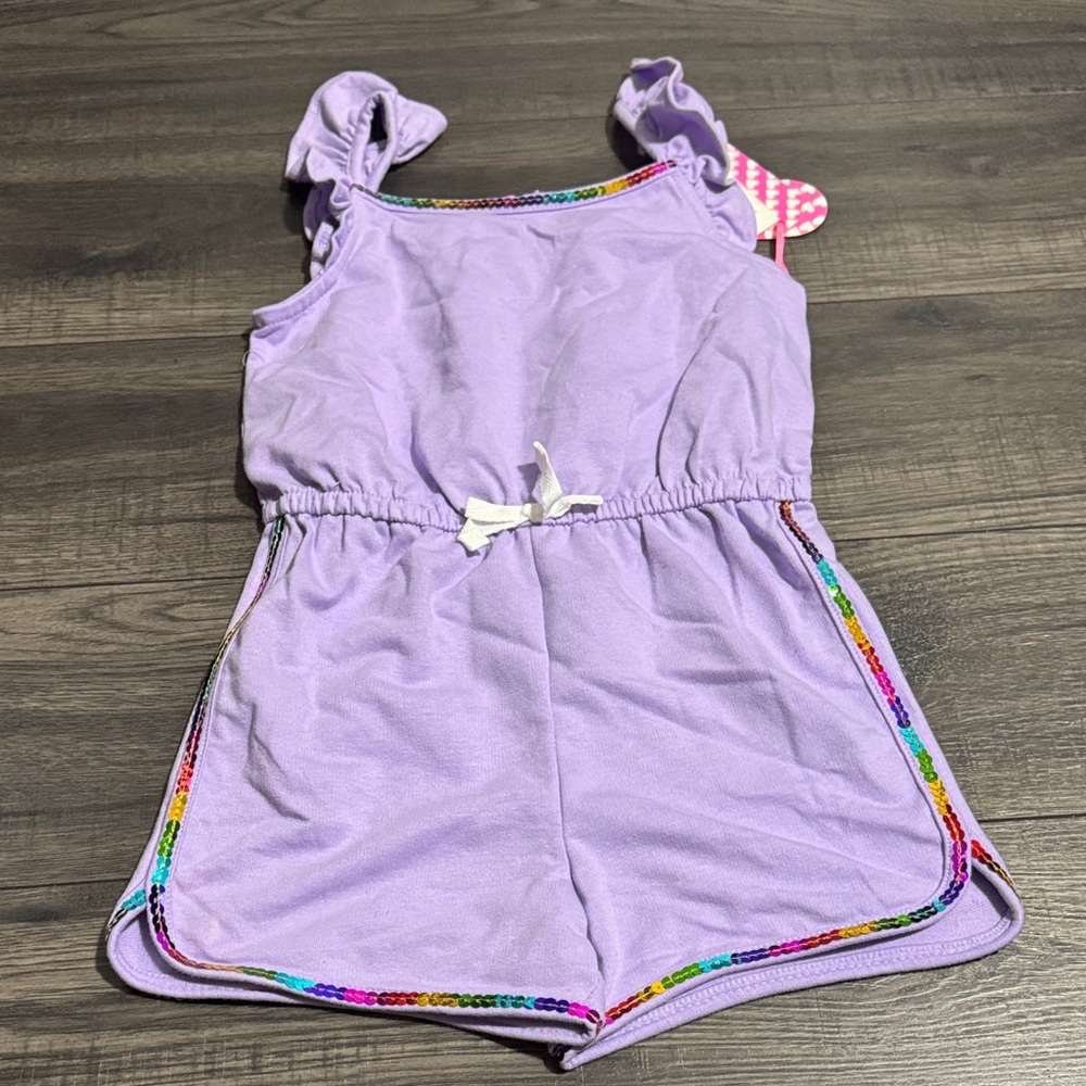Floral and Purple Ruffle Romper Set - Picture 5 of 5